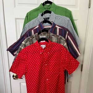 Lot of 5 Mens Short Sleeve Large Shirts Button Front Variety of Makers